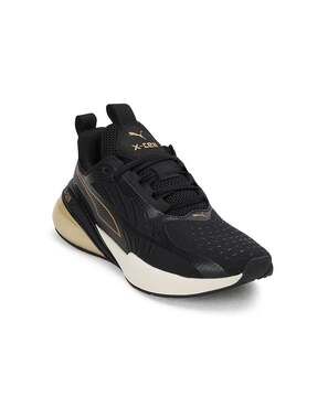 Puma Women's X-Cell Action Molten Metal Sneakers Black Gold White US 8.5
